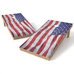 Official Size 2x4 Diamond Plate Flag Cornhole Game