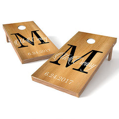 Image of Official Size 2x4 Wood Wedding Monogram Cornhole Game