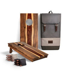 Elakai 1ft x 2ft River Epoxy Resin With Live Edge Acacia Pathfinder Art Cornhole Board Set