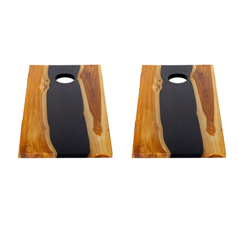 Uttermost Clearwood Cornhole Game Set - Natural Teak, Black, Set of 2