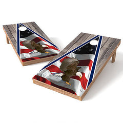 Image of Official Size 2x4 Flag Wood Eagle Cornhole Game
