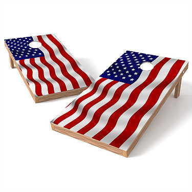 Official Size 2x4 Waving American Flag Cornhole Game