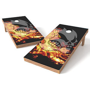 Official Size 2x4 Fire and Skull Cornhole Game