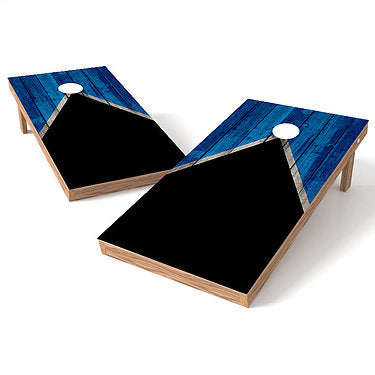 Official Size 2x4 Half Triangle Worn Black and Blue Cornhole Game