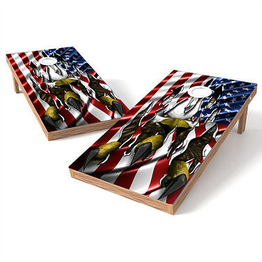 Official Size 2x4 Eagle Claw American Flag Cornhole Game