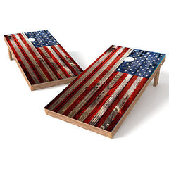 Official Size 2x4 Grunge American Flag Cornhole Game