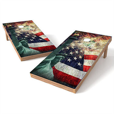 Official Size 2x4 Statue of Liberty Fireworks Cornhole Game